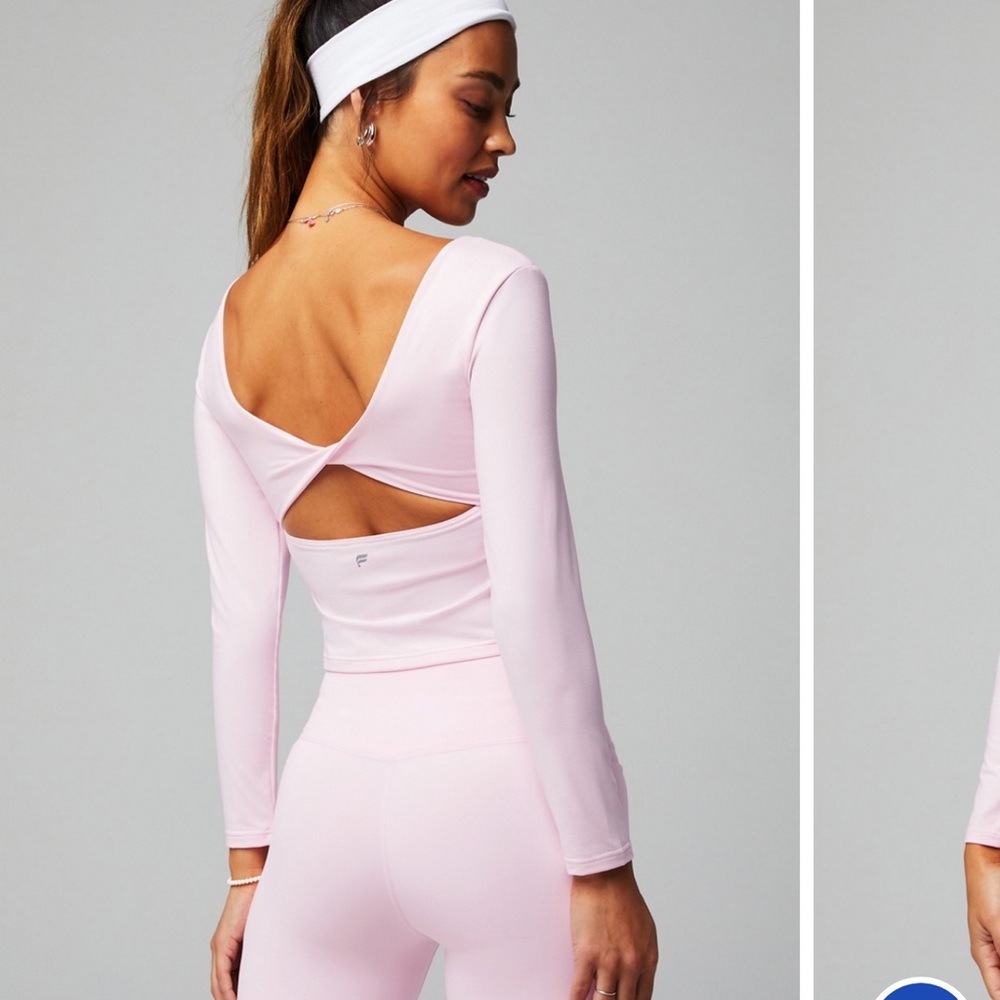 Oasis Twist Built-In Bra Long-Sleeve Top - Ballerina Pink - S